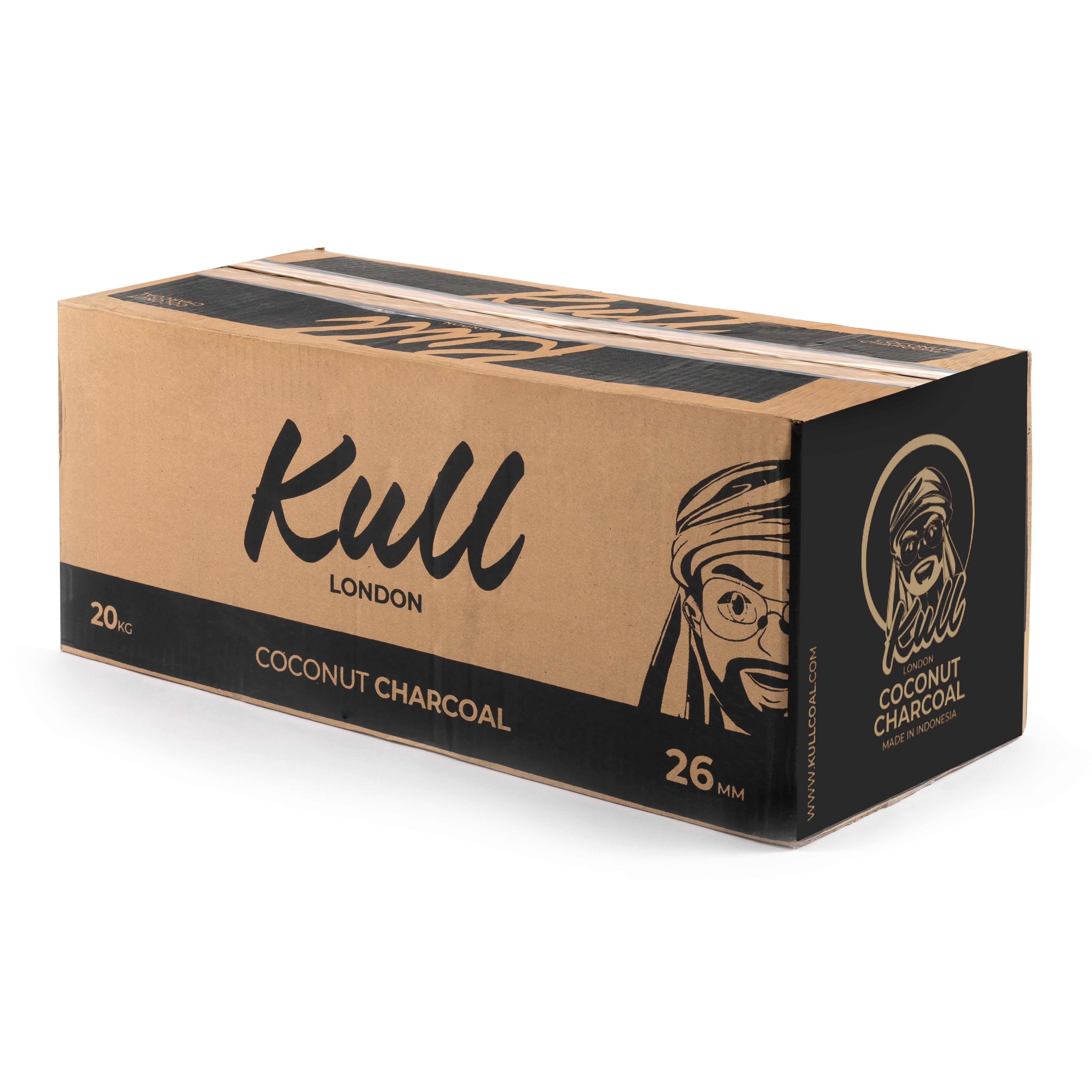 Kull Shisha Coal 20kg – 26mm Cubes Coconut Charcoal – 1280 Pieces