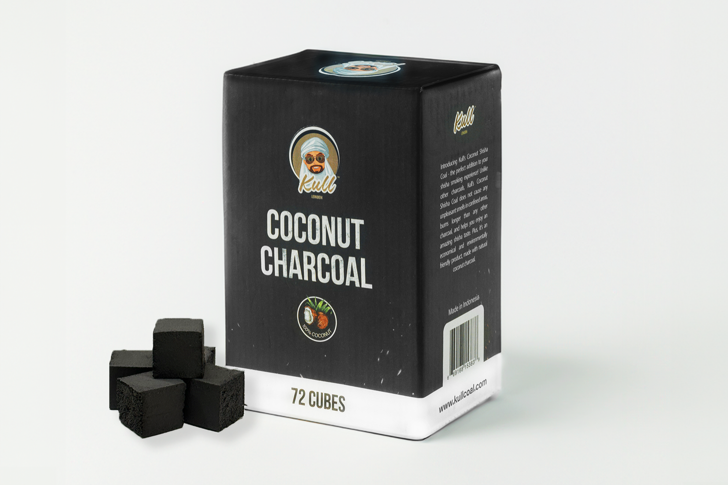 Kull Shisha Coal 1kg – 25mm Cubes Coconut Charcoal – 72 Pieces