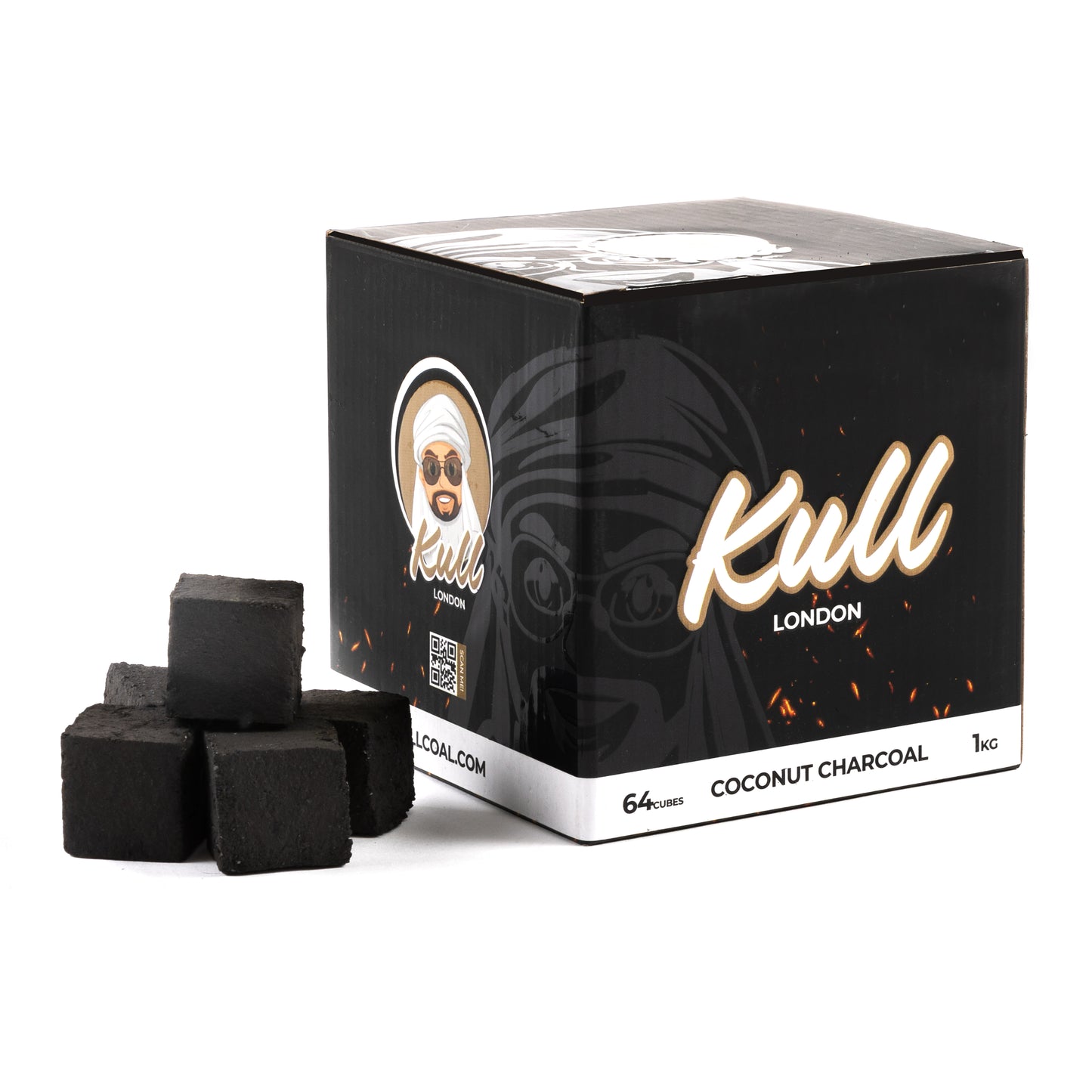 Kull Shisha Coal 1kg – 26mm Cubes Coconut Charcoal – 64 Pieces